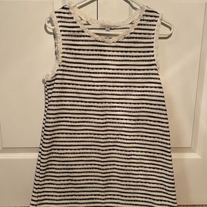 Green Envelope navy blue and white striped swimsuit coverup size M